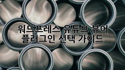 워드프레스 유튜브 뷰어 플러그인 선택 가이드